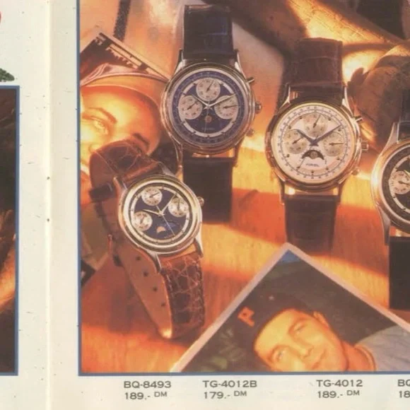 RARE 1995 CHRONOGRAPH MOON PHASE WATCH TG-4012B Rear Fossil TG 4012 Moon Phase Date Week Month Quartz Watch  main image 3